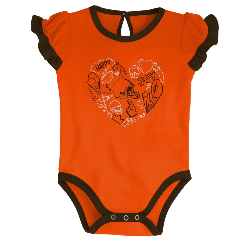 Newborn & Infant Brown/Orange Cleveland Browns Too Much Love Two-Piece Bodysuit Set