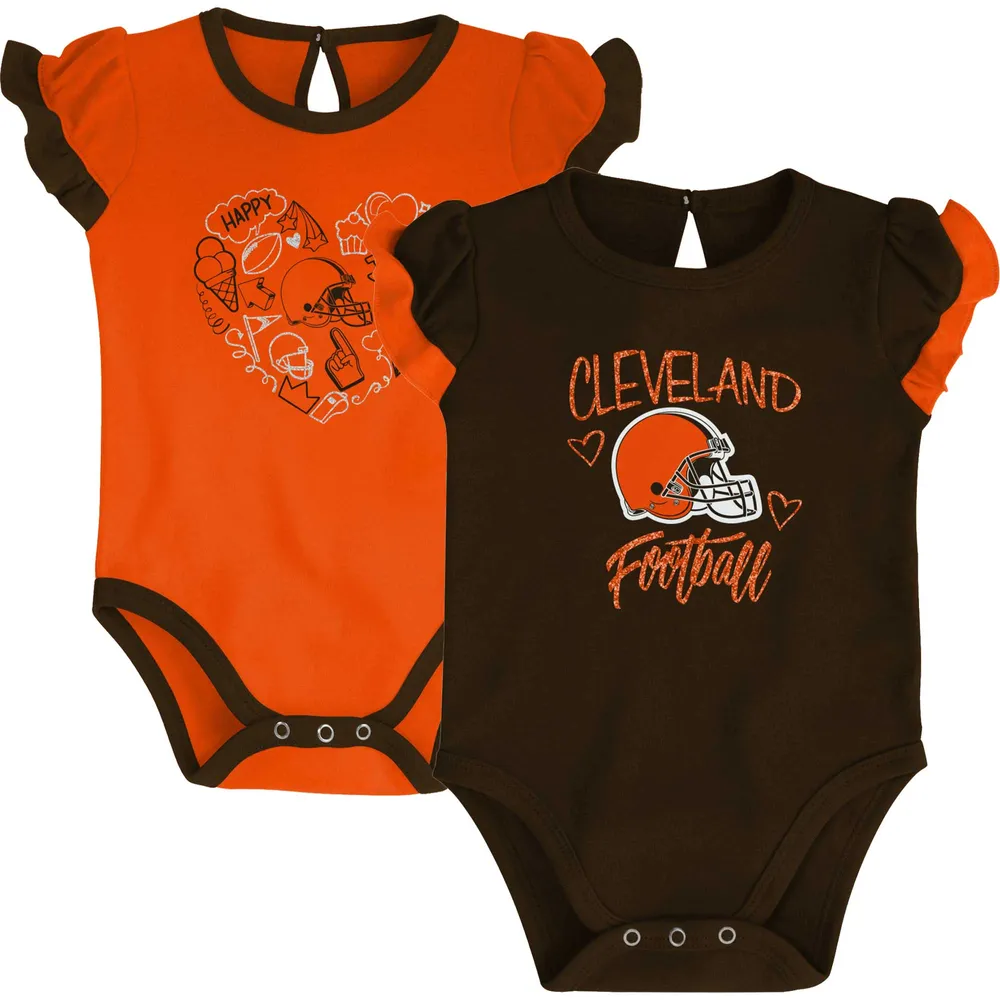 Body deux pièces Too Much Love Cleveland Browns pour nouveau-né et nourrisson marron/orange