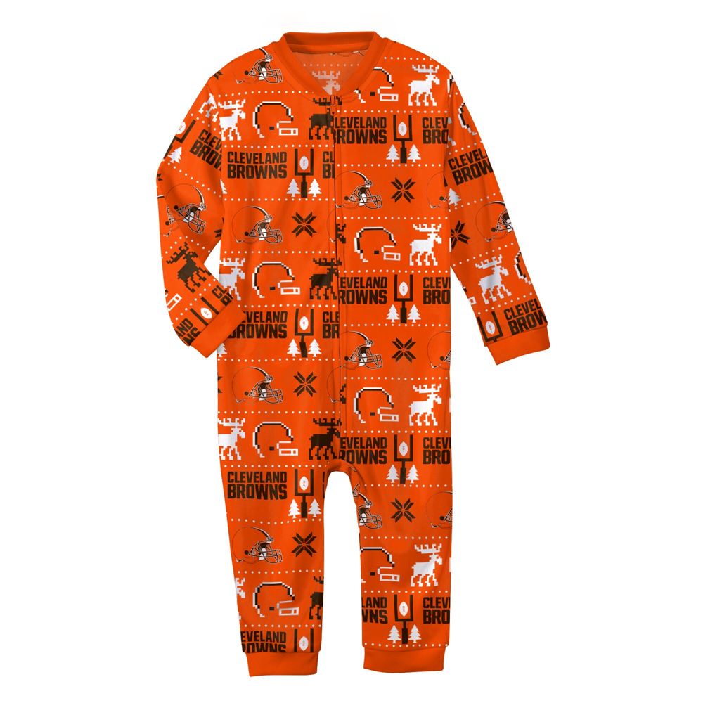 Newborn & Infant Brown Cleveland Browns Allover Print - Full-Zip Jumper