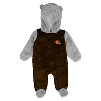 Grenouillère en polaire marron Cleveland Browns Game Nap Teddy pour nouveau-né et nourrisson avec fermeture éclair intégrale