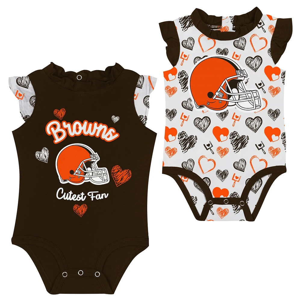 Newborn & Infant Cleveland Browns Happy Hearts 2-Piece Bodysuit Set