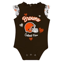 Newborn & Infant Cleveland Browns Happy Hearts 2-Piece Bodysuit Set