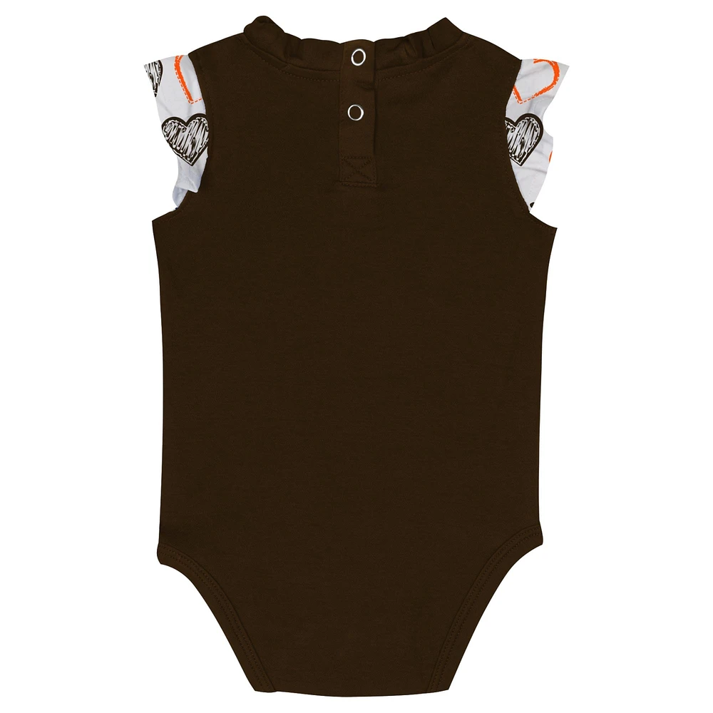 Newborn & Infant Cleveland Browns Happy Hearts 2-Piece Bodysuit Set