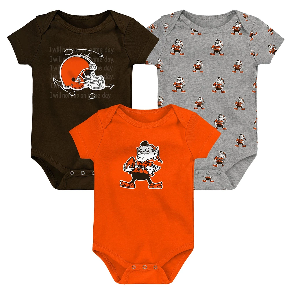 Newborn & Infant Cleveland Browns Team Starter 3-Pack Bodysuit Set