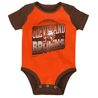 Newborn & Infant Mitchell Ness Orange/Brown Cleveland Browns Throwback Big Score Bodysuit, Bib Bootie Set