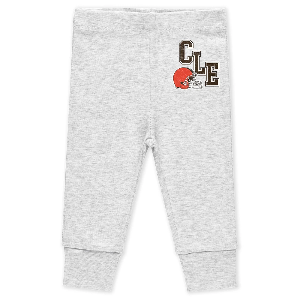 Newborn & Infant WEAR by Erin Andrews Cleveland Browns Three-Piece Turn Me Around Bodysuits Pant Set