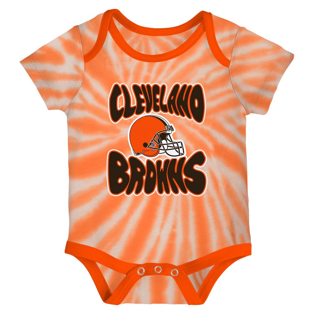 Newborn & Infant White/Orange Cleveland Browns Monterey Tie-Dye - 2-Pack Bodysuit Set