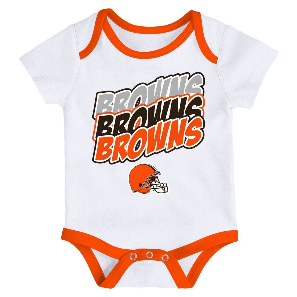 Newborn & Infant White/Orange Cleveland Browns Monterey Tie-Dye - 2-Pack Bodysuit Set