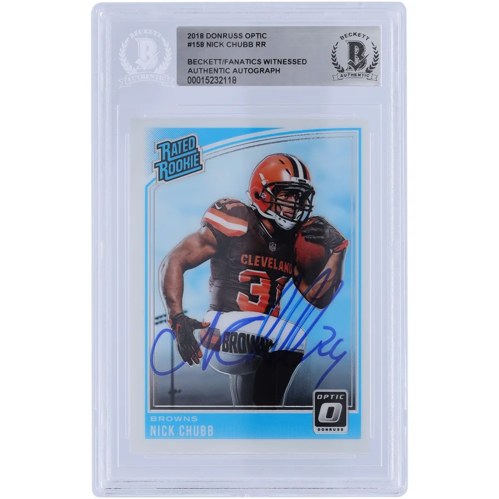 Lids Nick Chubb Cleveland Browns Autographed 2018 Panini Donruss Optic  Rated Rookie #158 Beckett Fanatics Witnessed Authenticated Rookie Card