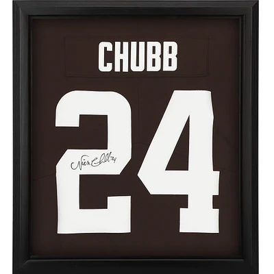 Maillot Nike Brown autographié par Nick Chubb des Cleveland Browns en édition limitée Shadowbox