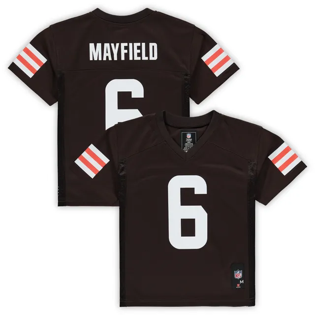 Youth Baker Mayfield Brown Cleveland Browns Performance Player Name &  Number V-Neck Top