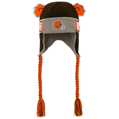 Bonnet en tricot marron préscolaire Cleveland Browns Wordmark Ears Trooper