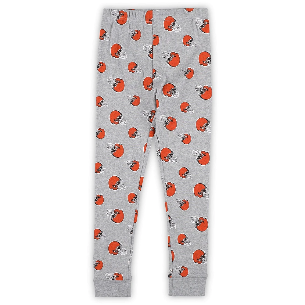 Ensemble de nuit avec t-shirt et pantalon à manches longues gris chiné pour enfants d'âge préscolaire Cleveland Browns