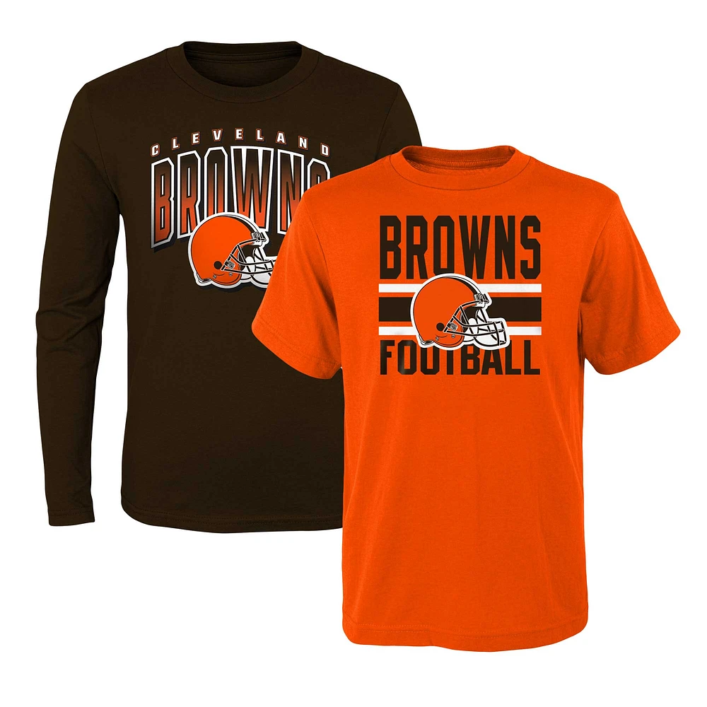 Ensemble de t-shirts préférés des fans Cleveland Browns pour enfants d'âge préscolaire orange/marron