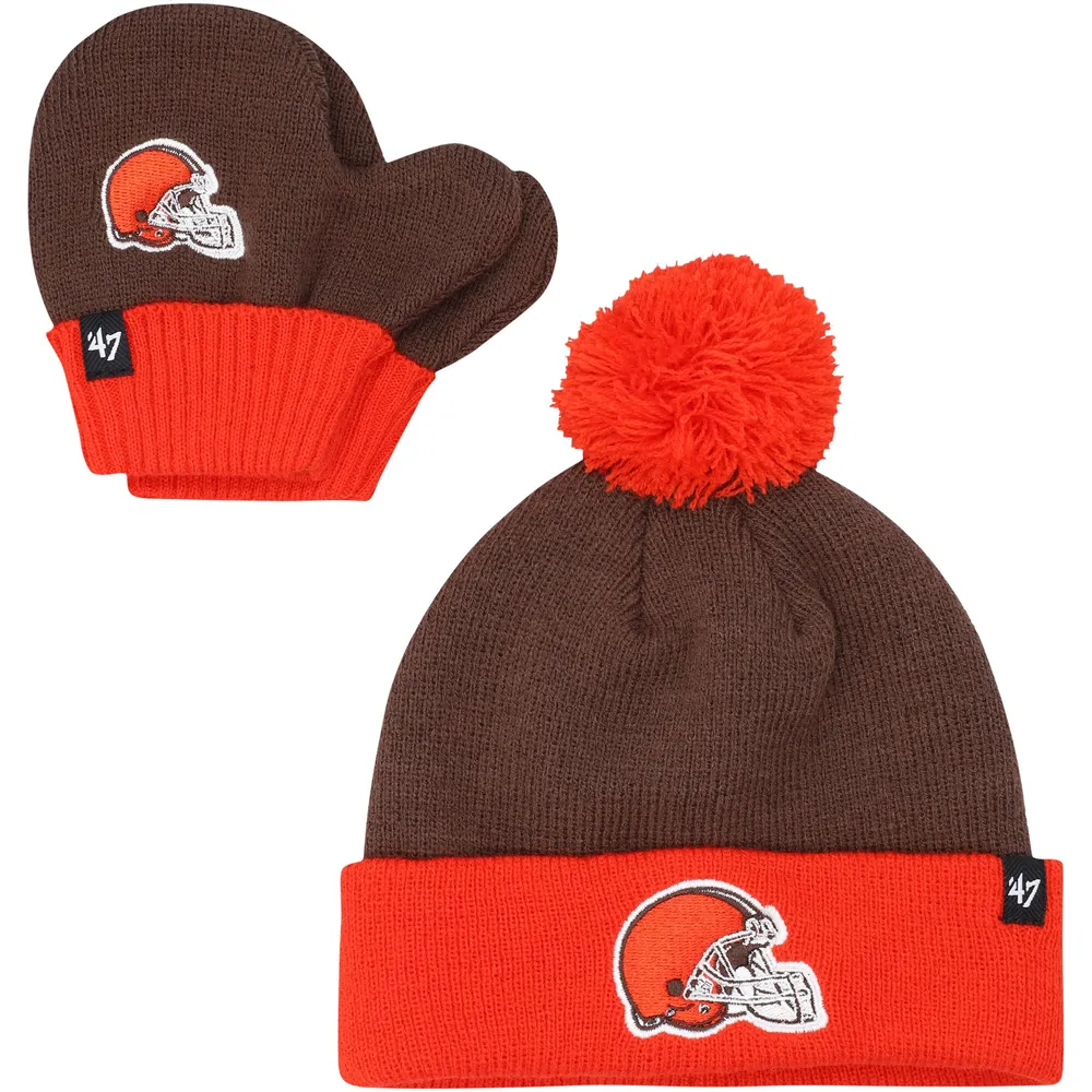 Lids Cleveland Browns '47 Toddler Bam Bam Cuffed Knit Hat with Pom &  Mittens Set - Brown/Orange