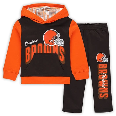 Ensemble sweat à capuche et pantalon en polaire marron Cleveland Browns Coin Toss pour tout-petit