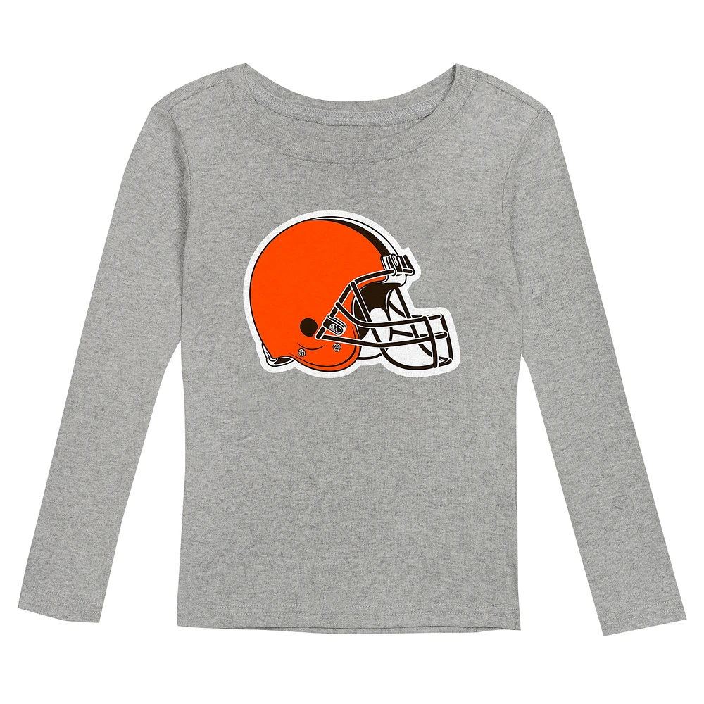 Toddler Heather Gray Cleveland Browns Long Sleeve T-Shirt and Pants Sleep Set