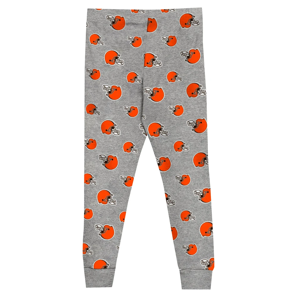 Toddler Heather Gray Cleveland Browns Long Sleeve T-Shirt and Pants Sleep Set