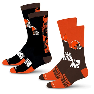 Lot de 2 paires de chaussettes unisexes pour pieds nus Cleveland Browns Double Duo Crew