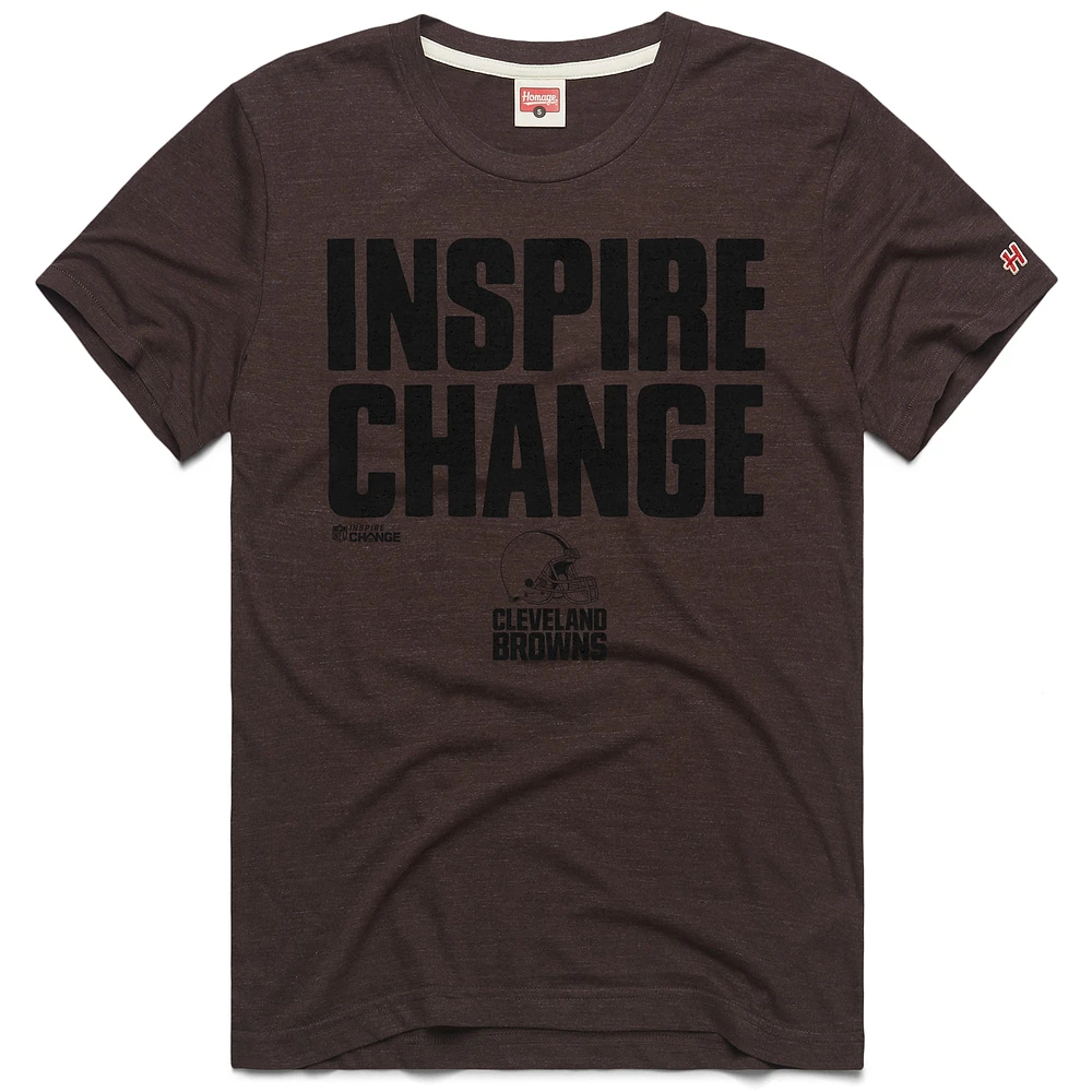 Unisex Homage Brown Cleveland Browns 2024 Inspire Change Tri-Blend T-Shirt