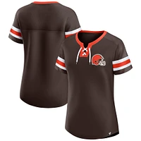 Women's Fanatics  Brown Cleveland Browns Lace-Up Bling T-Shirt