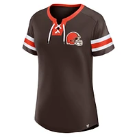 Women's Fanatics  Brown Cleveland Browns Lace-Up Bling T-Shirt