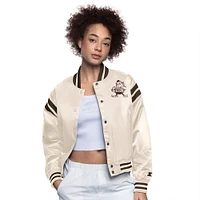 Veste en satin à boutons-pression pour femme Cleveland Browns Starter Cream
