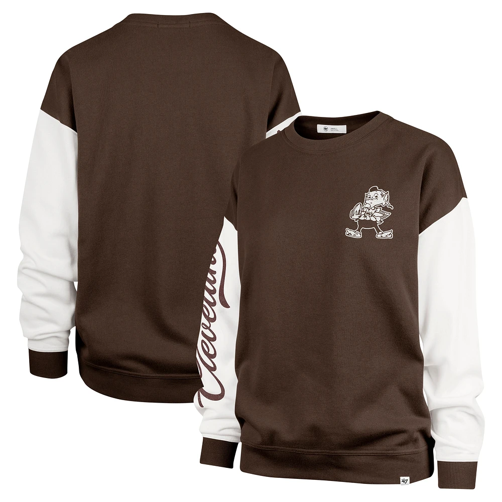 Sweat-shirt à enfiler Rise Andie Brown '47 pour femme Cleveland Browns Double Header