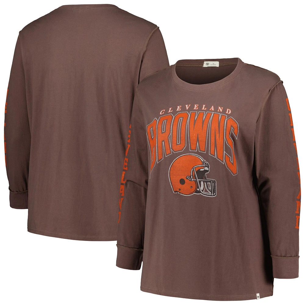 T-shirt à manches longues pour femmes '47 marron Cleveland Browns Honey Cat SOA grande taille