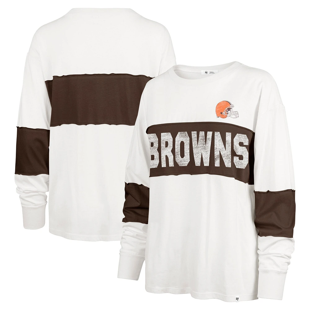 T-shirt à manches longues pour femme '47 Cream Cleveland Browns Clubhouse Pride Taylor