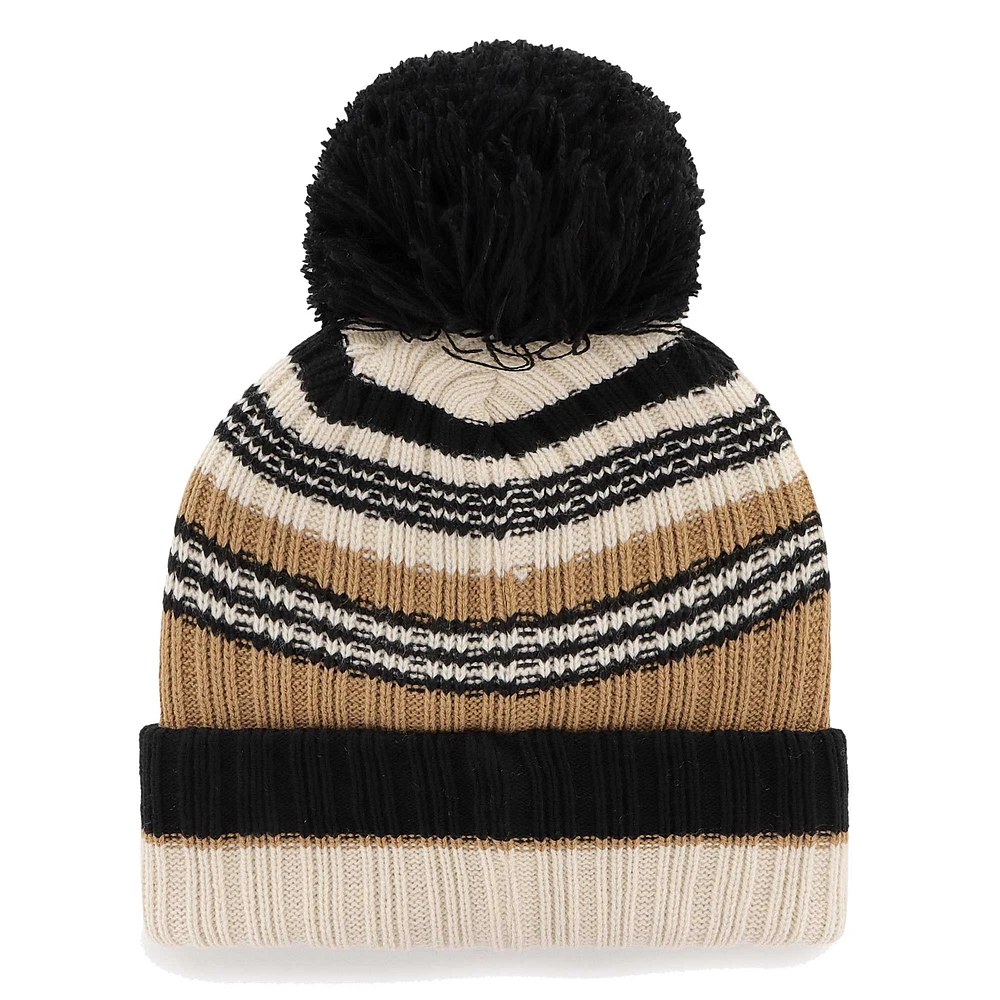 Bonnet en tricot à revers Barista '47 Natural Cleveland Browns pour femmes avec pompon