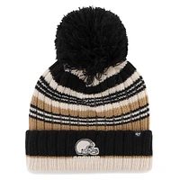 Bonnet en tricot à revers Barista '47 Natural Cleveland Browns pour femmes avec pompon