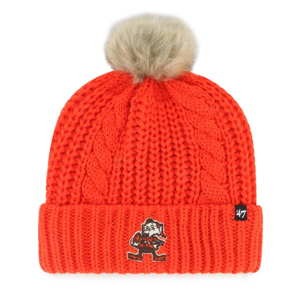 Bonnet en tricot à revers Meeko orange Cleveland Browns '47 pour femme avec pompon