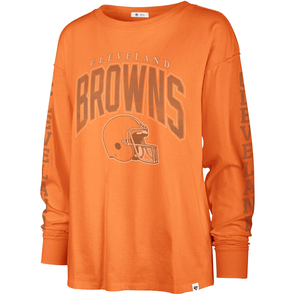 Women's '47 Orange Cleveland Browns Tom Cat Lightweight Long Sleeve T-Shirt