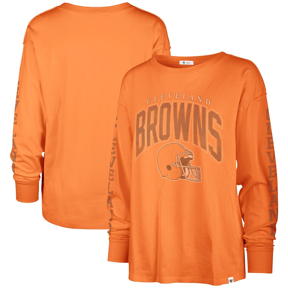 Women's '47 Orange Cleveland Browns Tom Cat Lightweight Long Sleeve T-Shirt