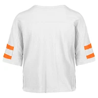 T-shirt court à col en V pour femme Cleveland Browns Double Header Scout '47 blanc