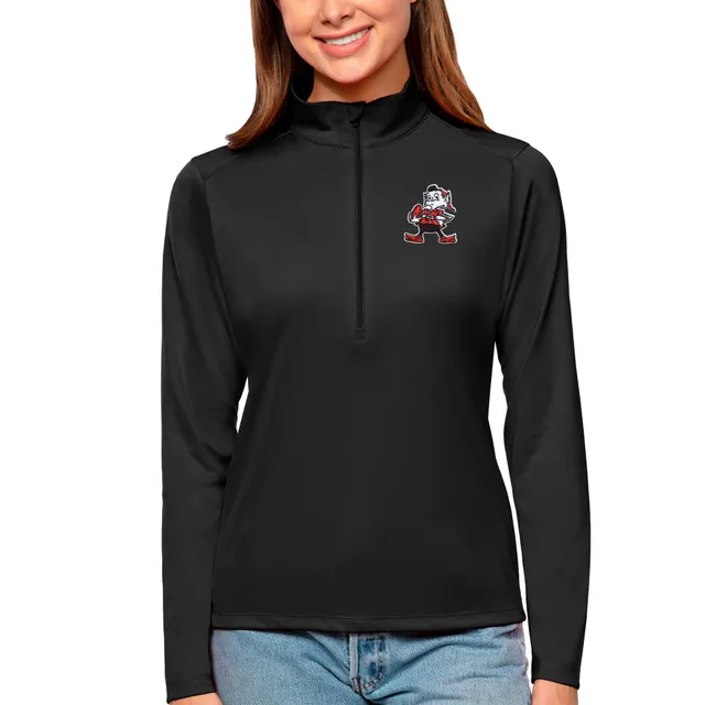 Women's Antigua Black Cleveland Browns Victory Full-Zip Hoodie Size: Large