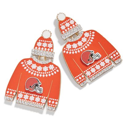 NFL Cleveland Browns Cufflinks in White/Orange/Red - Cufflinks Depot