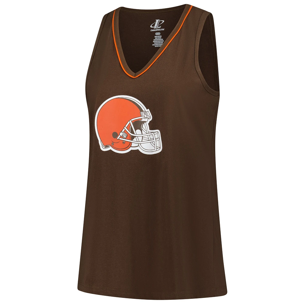 Women's Brown Cleveland Browns Plus Stellar Win V-Neck Tank Top
