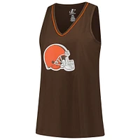 Women's Brown Cleveland Browns Plus Stellar Win V-Neck Tank Top