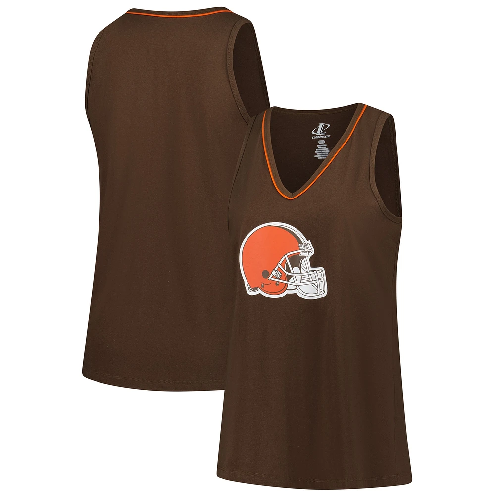 Women's Brown Cleveland Browns Plus Stellar Win V-Neck Tank Top