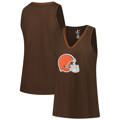 Women's Brown Cleveland Browns Plus Stellar Win V-Neck Tank Top