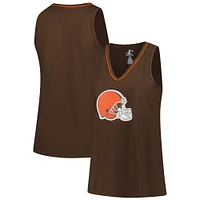 Women's Brown Cleveland Browns Plus Stellar Win V-Neck Tank Top