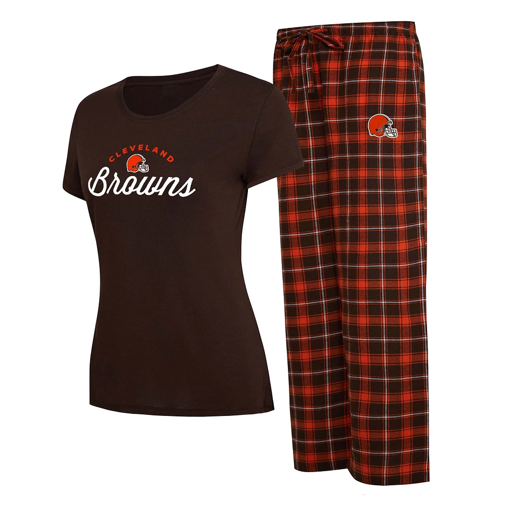 Concepts Sport T-shirt et pantalon en flanelle Arctic Cleveland Browns marron/orange pour femme