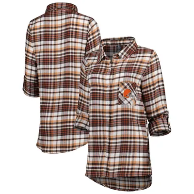 Women's Concepts Sport Navy Denver Broncos Mainstay Plaid Full-Button Long  Sleeve Nightshirt