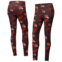 Women's Concepts Sport Brown Cleveland Browns Breakthrough Allover Print Knit Sleep Leggings