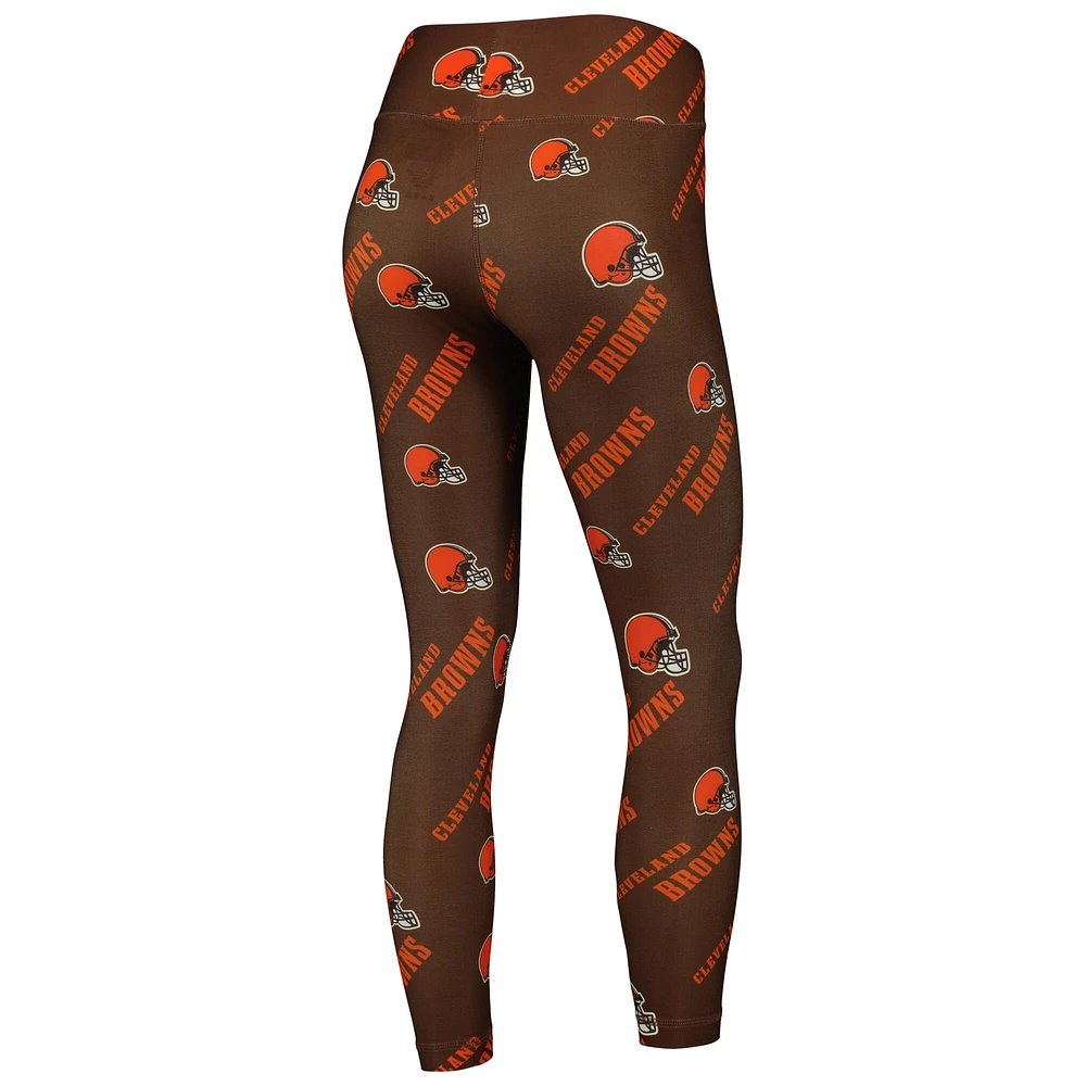 Legging de détente Concepts Sport marron Cleveland Browns Breakthrough All Over Print pour femmes