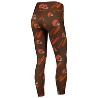 Legging de détente Concepts Sport marron Cleveland Browns Breakthrough All Over Print pour femmes