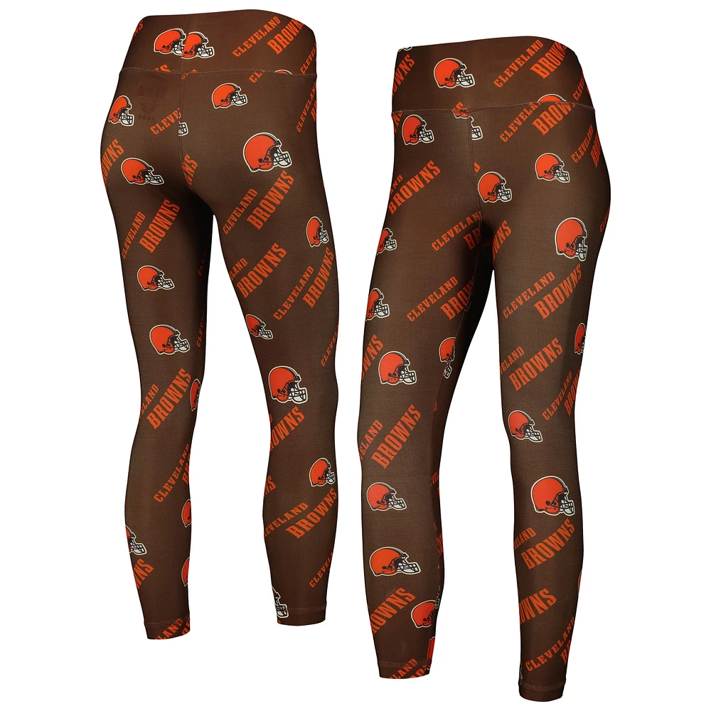 Legging de détente Concepts Sport marron Cleveland Browns Breakthrough All Over Print pour femmes