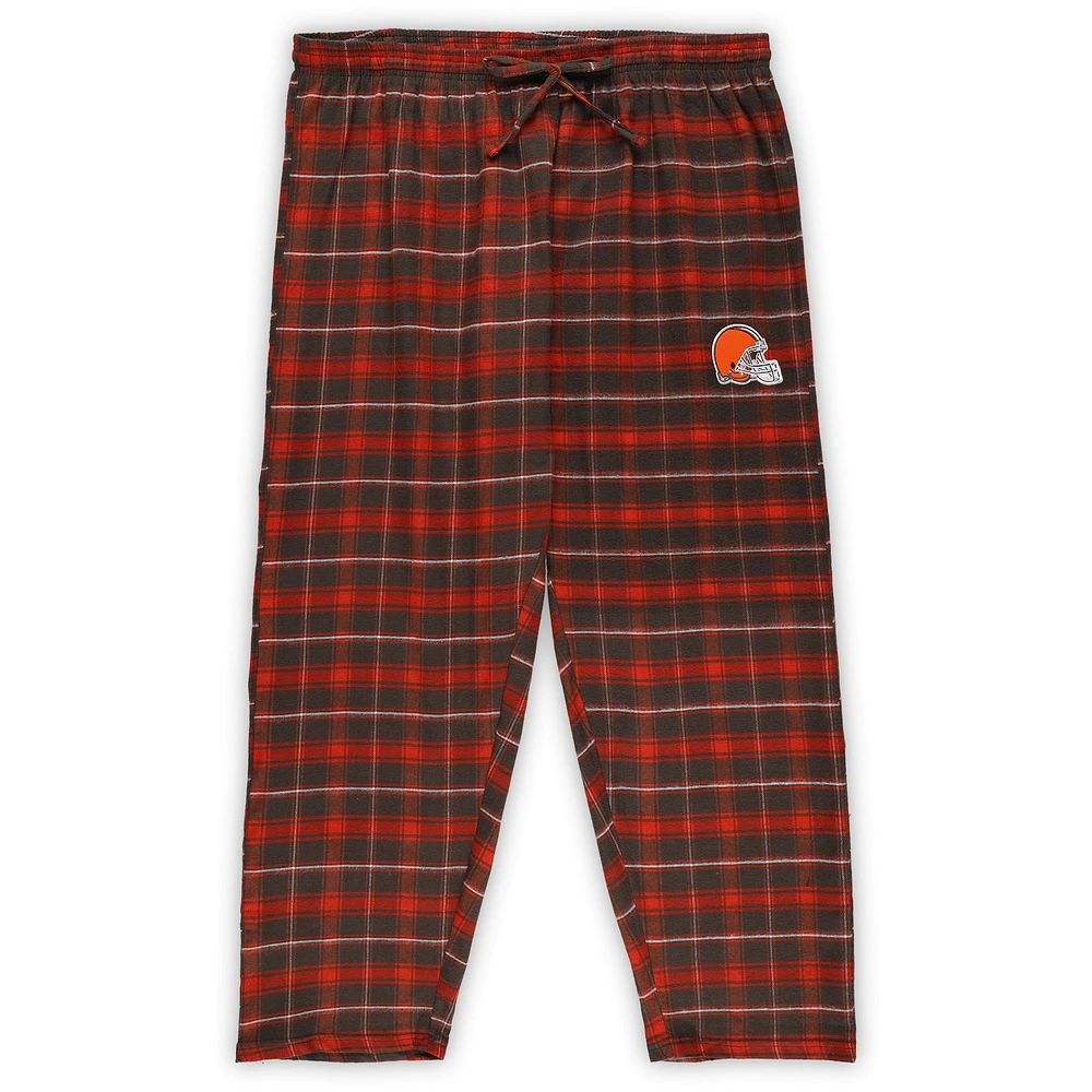 Women's Concepts Sport Brown Cleveland Browns Plus Badge T-Shirt & Flannel Pants Sleep Set